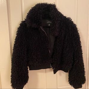 Cropped teddy jacket
